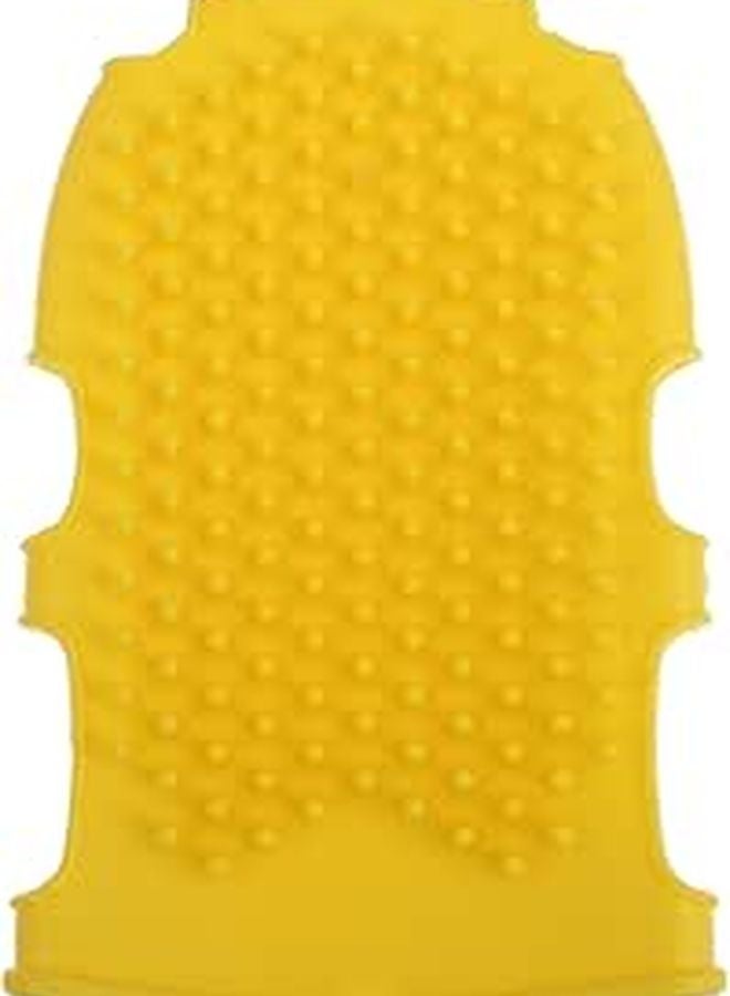 Yellow Silicone Body Scrubber Glove with Massage Nodes for Exfoliating and Circulation - Image 1