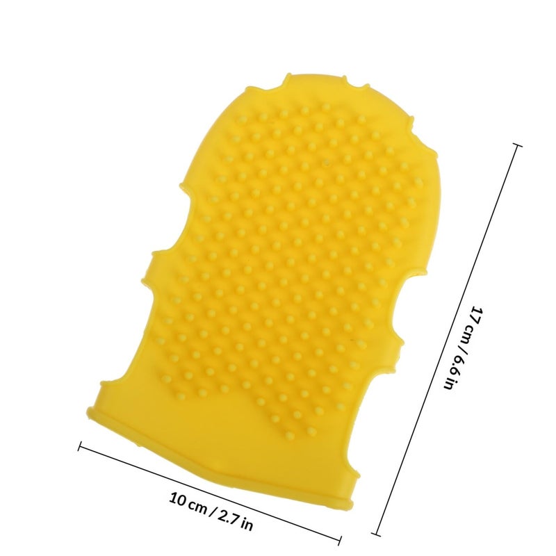 Yellow Silicone Body Scrubber Glove with Massage Nodes for Exfoliating and Circulation - Image 3