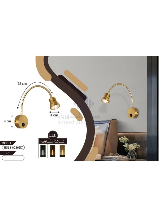 Best Power - Spiral 518-003 LED Wall Light with 3 Dimmable Brightness Levels | Elegant Gold Finish for Modern Interiors - Image 1