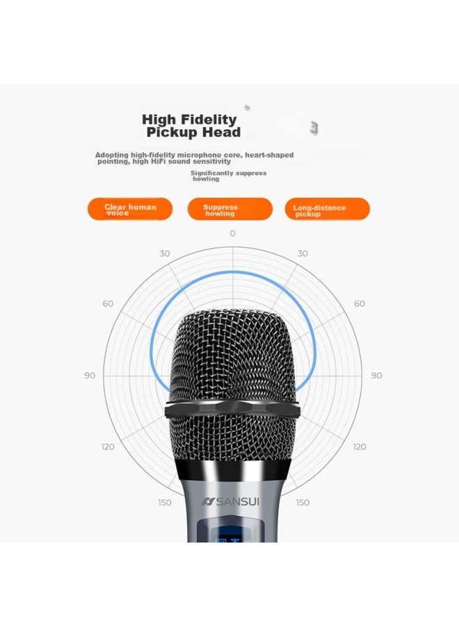 Sansui Wireless Microphone System, Home Karaoke Microphones, Dual-channel Outdoor Stage Audio, Ktv Microphones, For Hosting Meetings And Karaoke - Image 5