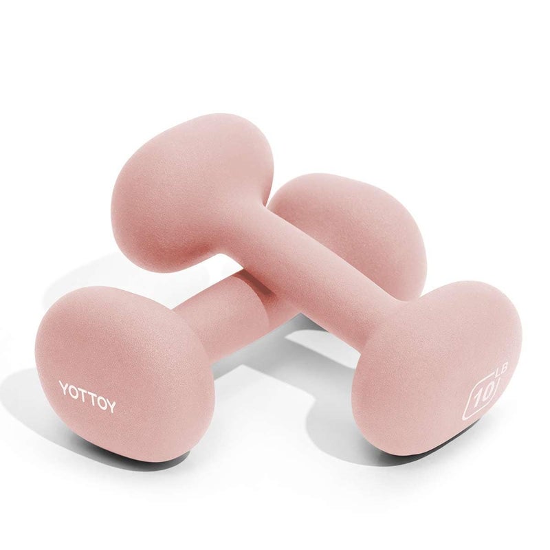YOTTOY Dumbbell Set of 2,2-15 Pound Hand Weights for Women, Non-Slip Hand Weights for Home Gym, Strength Training, and Full-Body Workouts (Pink, 10LB-Pair) - Image 1