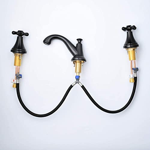 Weirun Replacement Part Quick Connect Hose for Bathtub Tub Filler Bathroom 3 Hole Sink Basin Vanity Widespread Double Handle Faucet Water Faucet Lock Faucet Supply Lines,Black - Image 4