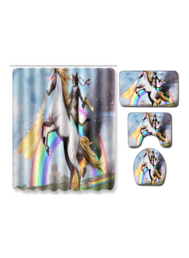 NIBEMINENT 4-Piece Bath Mat Accessory Set multicolour 180x180cm