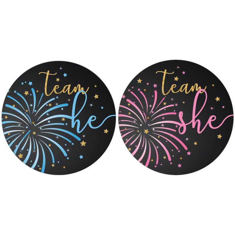 DISTINCTIVS What Will Our Little Firework Be Gender Reveal Party Team He or Team She Stickers  40 Stickers Little Firecracker Gender Reveal