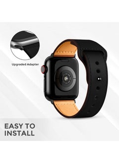 O Ozone Leather Strap For Apple Watch Series 10 9 8 7 6 5 4 SE , 38/40/41/42mm, Genuine Leather Replacement Smartwatch Wristband - Black  - Image 4