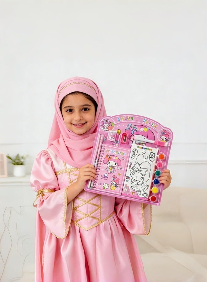 سانريو مجموعة أدوات القرطاسية الفنية من ماي ميلودي كيدز مجموعة رسم كاملة مع دفتر تلوين وكتاب تلوين وألوان مائية وممحاة ومبراة مثالية للفتيات وهدايا أعياد الميلاد في المدارس والحرف اليدوية المفضلة للحفلات - Image 2