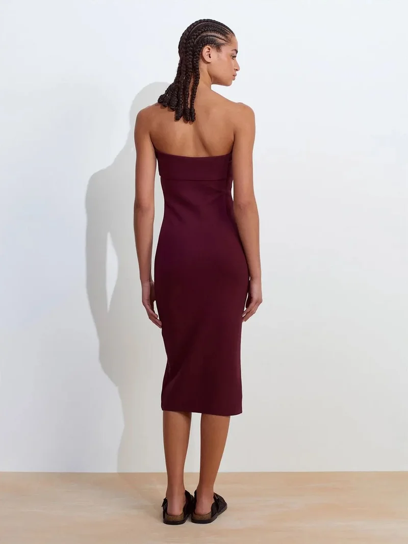 ديلفين Dilvin Strapless Bodycon Midi Dress