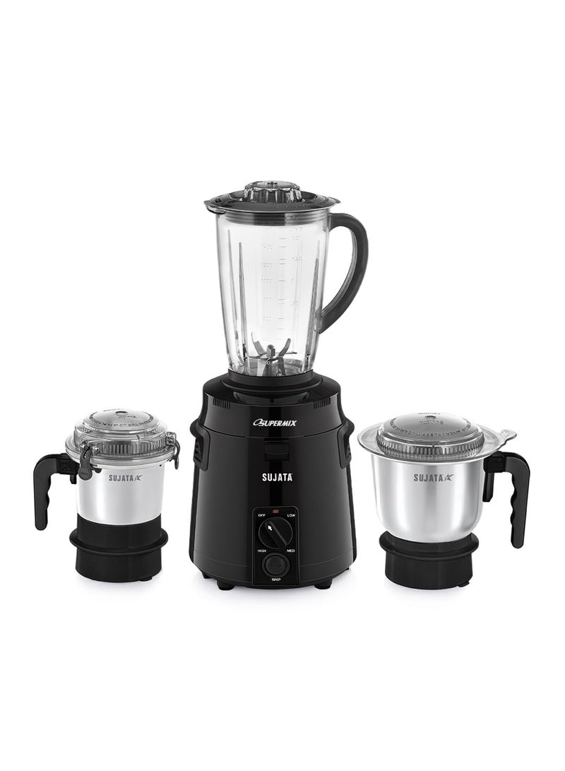Sujata Supermix Mixer Grinder, 900W Double Ball Bearing Motor, 3 Jars, Black - Image 1