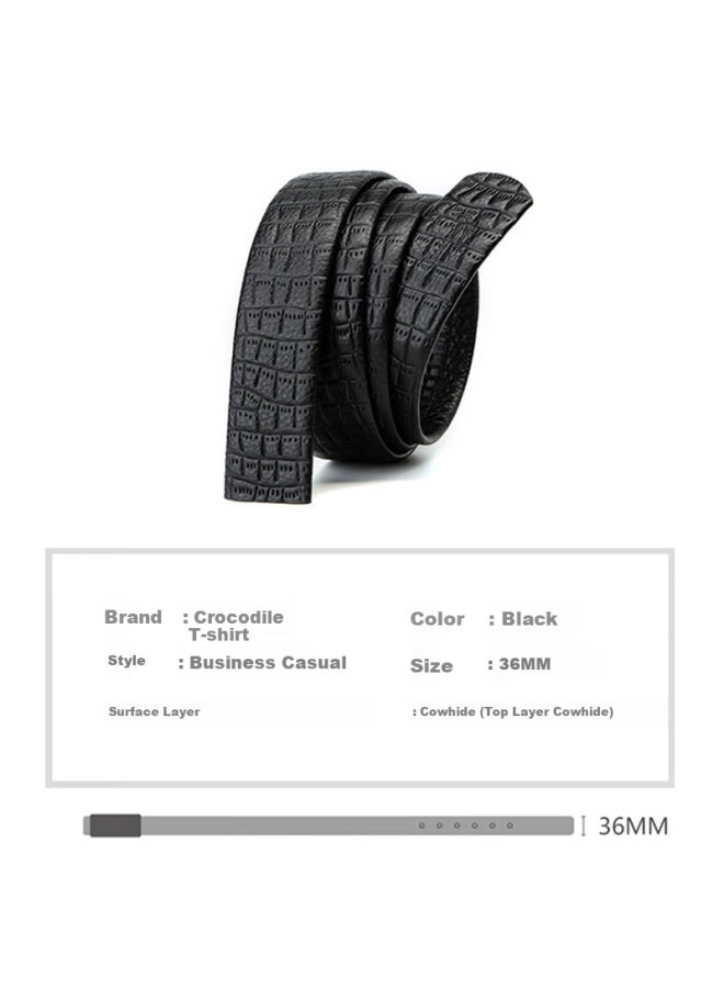 Crocodile Top-grain Leather Automatic Buckle Belt, Headless Fashion Casual Leather Belt Without Buckle T1101