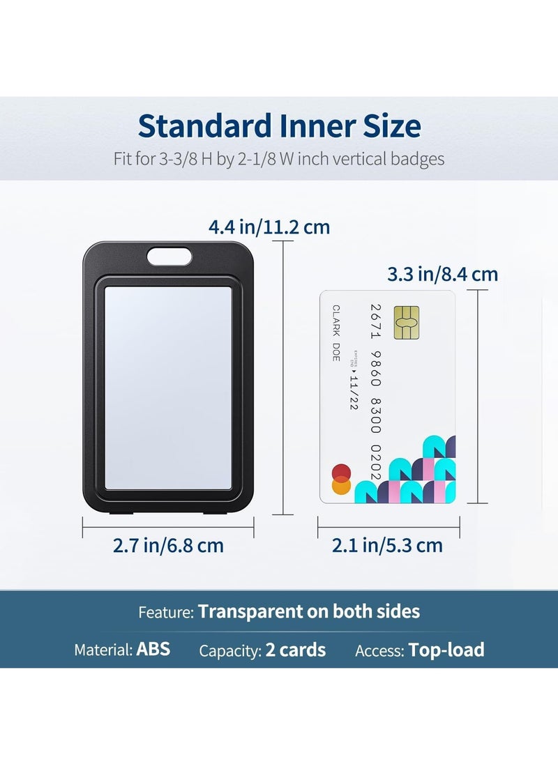 phomemo 6 Pack ID Badge Holder with Double-Sided Windows Vertical Hard Plastic Case Black Card Protector Pouch for Office School ID Credit Cards Proximity Key Cards Driver’s Licenses and Passes  - Image 2
