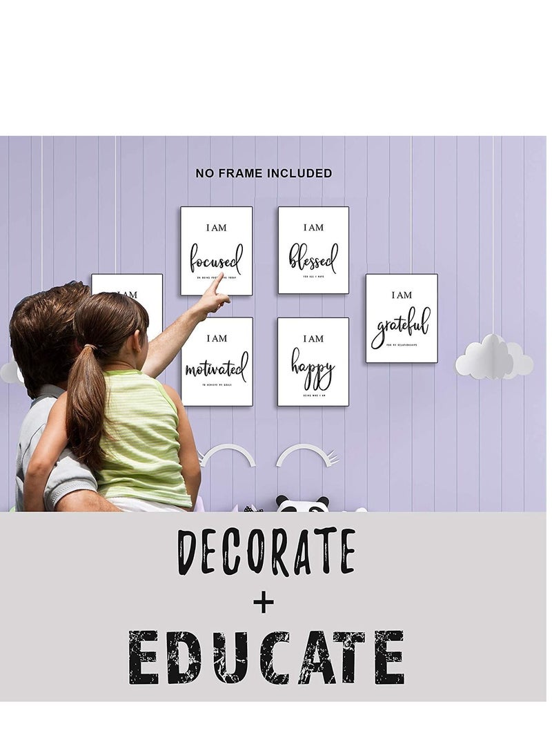 SYOSI Draw Core, Wall Art - Motivational - Office & Bedroom Decor - Positive Quotes & Sayings - Daily Affirmations for Men, Women & Kids - Black & White Poster Prints, Set of 6 - Image 2