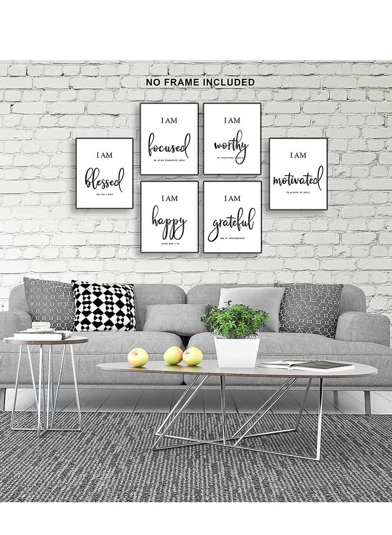 SYOSI Draw Core, Wall Art - Motivational - Office & Bedroom Decor - Positive Quotes & Sayings - Daily Affirmations for Men, Women & Kids - Black & White Poster Prints, Set of 6 - Image 3