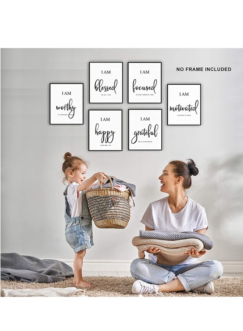 SYOSI Draw Core, Wall Art - Motivational - Office & Bedroom Decor - Positive Quotes & Sayings - Daily Affirmations for Men, Women & Kids - Black & White Poster Prints, Set of 6 - Image 4