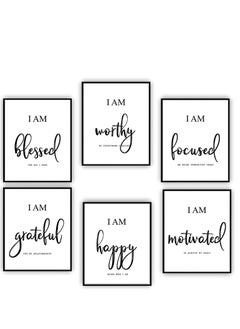 SYOSI Draw Core, Wall Art - Motivational - Office & Bedroom Decor - Positive Quotes & Sayings - Daily Affirmations for Men, Women & Kids - Black & White Poster Prints, Set of 6  - Image 1