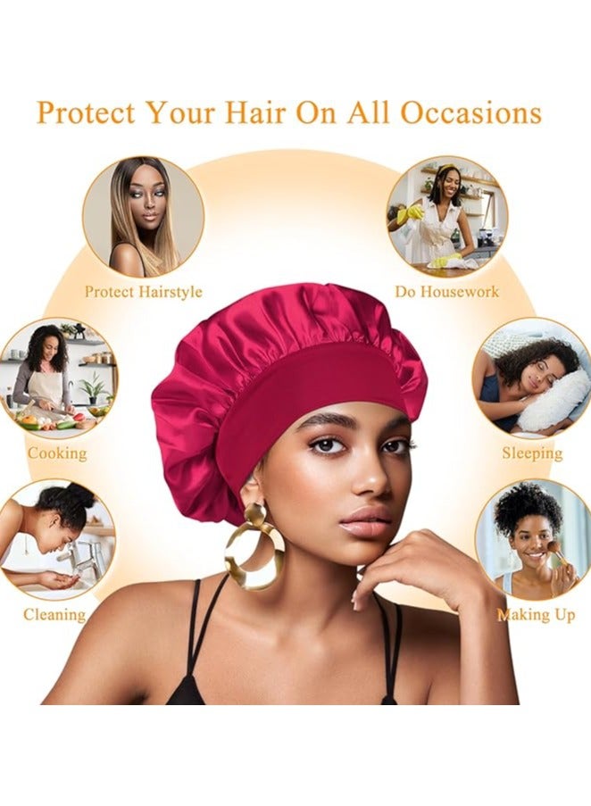 Generic 2pcs Satin Bonnet Silk Bonnet for Curly Hair, Hairs Bonnets Silk Hair Wrap for Sleeping, Night Sleep Cap for Women  - Image 5