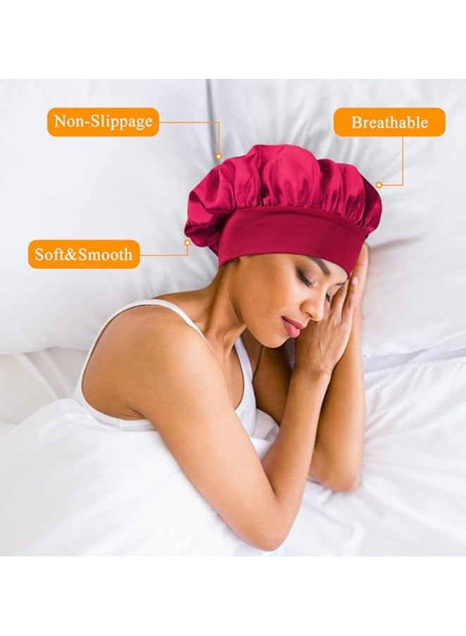 Generic 2pcs Satin Bonnet Silk Bonnet for Curly Hair, Hairs Bonnets Silk Hair Wrap for Sleeping, Night Sleep Cap for Women  - Image 4