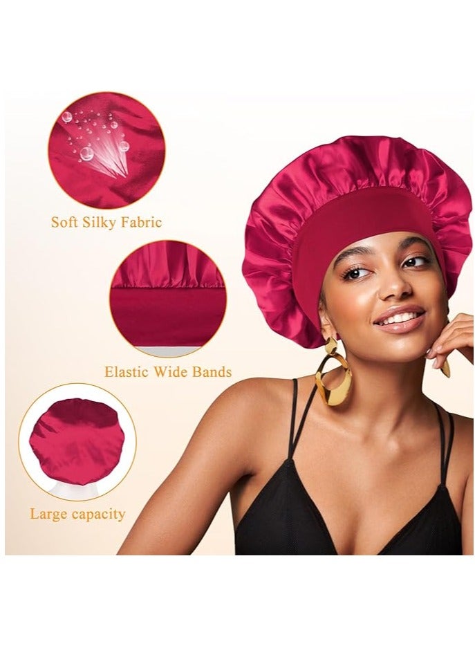 Generic 2pcs Satin Bonnet Silk Bonnet for Curly Hair, Hairs Bonnets Silk Hair Wrap for Sleeping, Night Sleep Cap for Women  - Image 3
