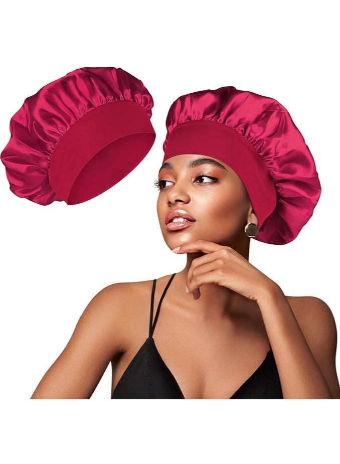 Generic 2pcs Satin Bonnet Silk Bonnet for Curly Hair, Hairs Bonnets Silk Hair Wrap for Sleeping, Night Sleep Cap for Women  - Image 1