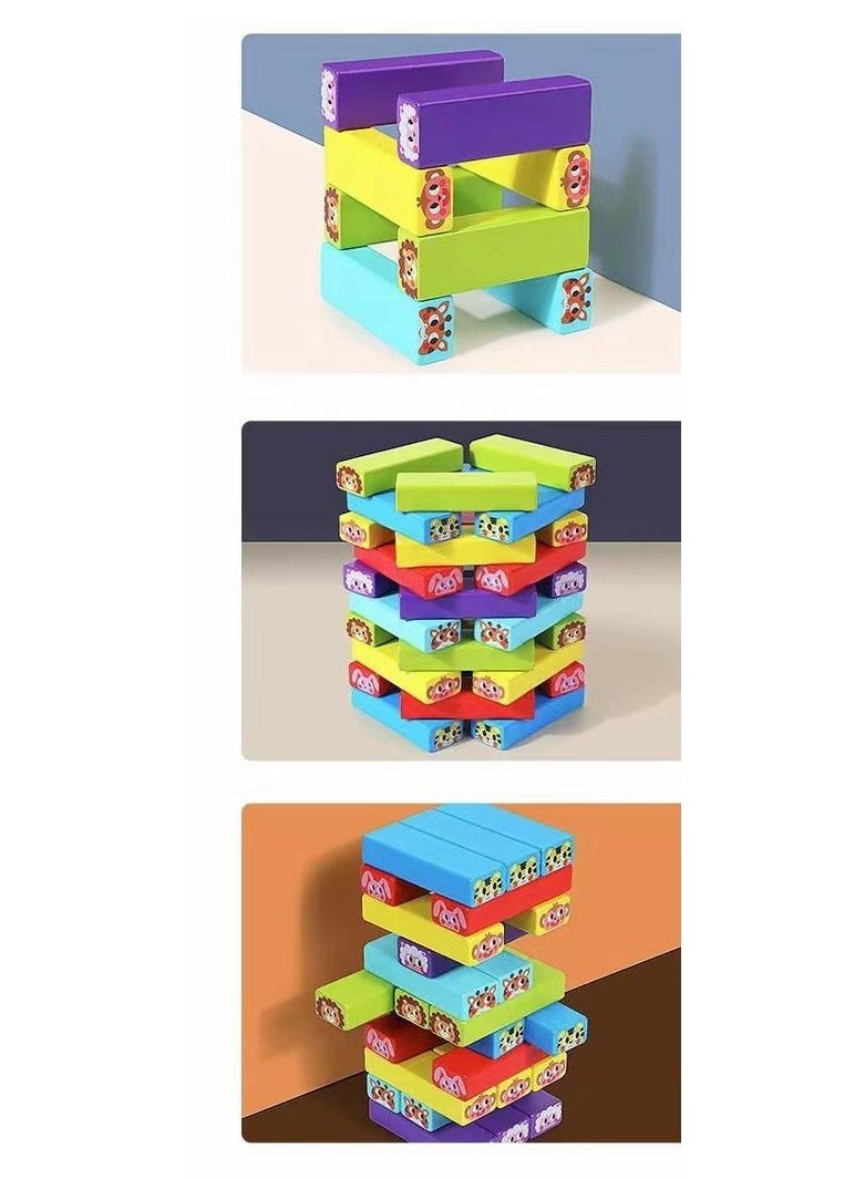 54 قطعة من ألعاب ألغاز البناء، لعبة البرج المتدلي، ألعاب التراص من Jenga