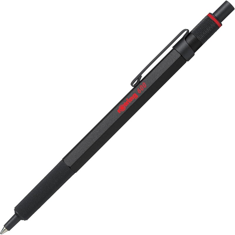 rOtring 600 Ballpoint Pen, Medium Point, Black Ink, Black Barrel, Refillable - Image 1