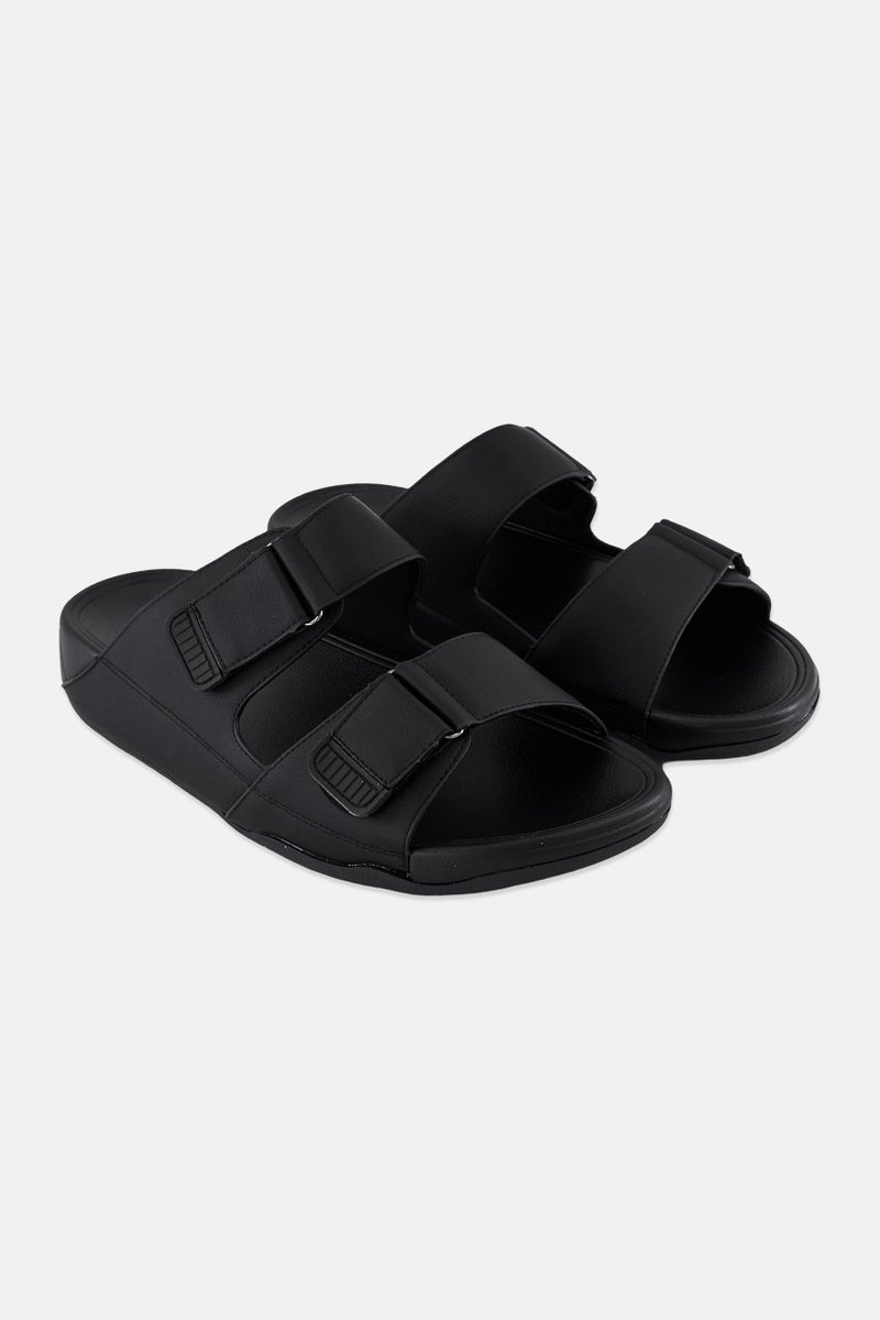 English Laundry Men 2 Strap Slip On Arabic Sandals, Black - Image 1