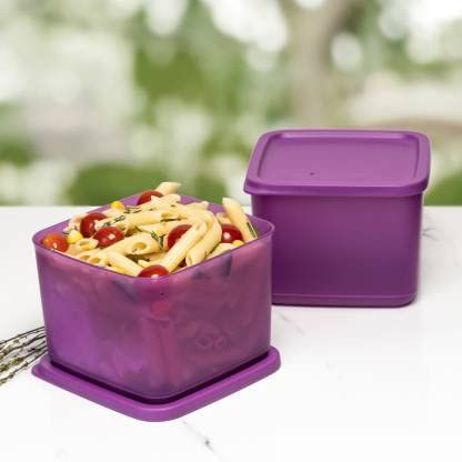 Tupperware Cubix Plastic Fridge Container 1000 ml Pack of 2 (Purple) - Image 4