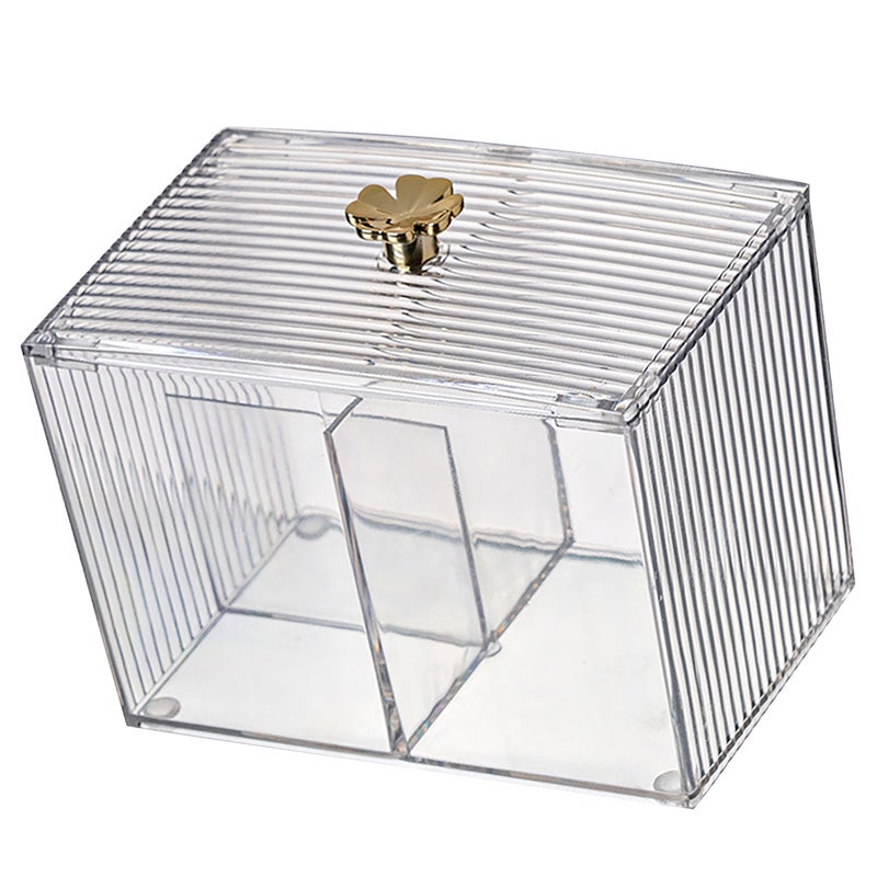 2pcs Clear Makeup Organizer Case with Lid Multi-Compartment Storage Box for Cotton Swabs Makeup Pads Brushes Portable Cosmetic Holder for Desk and Travel - Image 5