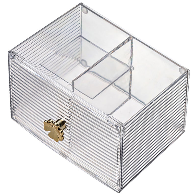 2pcs Clear Makeup Organizer Case with Lid Multi-Compartment Storage Box for Cotton Swabs Makeup Pads Brushes Portable Cosmetic Holder for Desk and Travel - Image 3