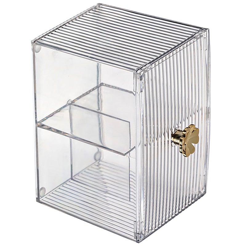 2pcs Clear Makeup Organizer Case with Lid Multi-Compartment Storage Box for Cotton Swabs Makeup Pads Brushes Portable Cosmetic Holder for Desk and Travel - Image 4