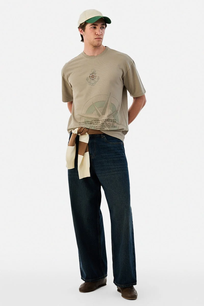 سنيتش Tuffet Graphic Half Sleeve Oversized Streetwear T-Shirt