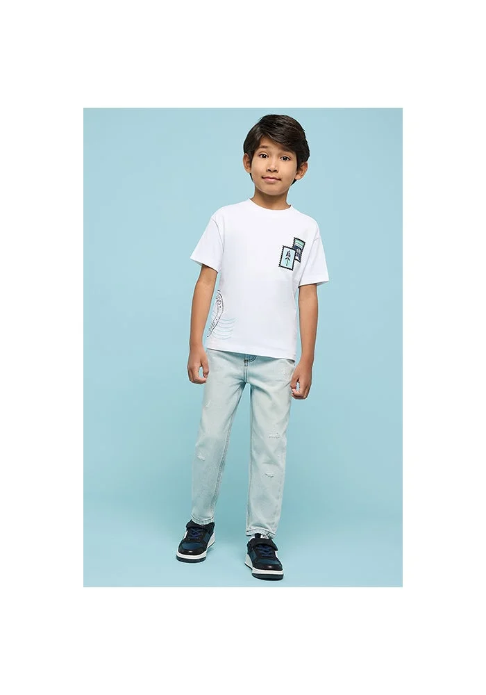 أر أند بي Printed T-Shirt with Crew Neck and Short Sleeves