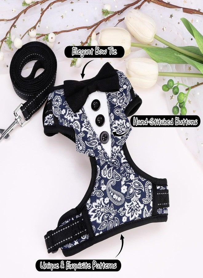 BINGPET Dog Tuxedo Harness for Small Medium Dogs, No Pull Dog Harness and Leash Set,Soft Padded Mesh Step-in Dog Vest Tux Costume for Wedding Outfit Birthday Party Holiday,Pet Formal Wear with Bowtie - Image 2