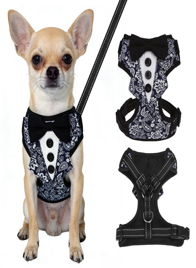 BINGPET Dog Tuxedo Harness for Small Medium Dogs, No Pull Dog Harness and Leash Set,Soft Padded Mesh Step-in Dog Vest Tux Costume for Wedding Outfit Birthday Party Holiday,Pet Formal Wear with Bowtie - Image 1