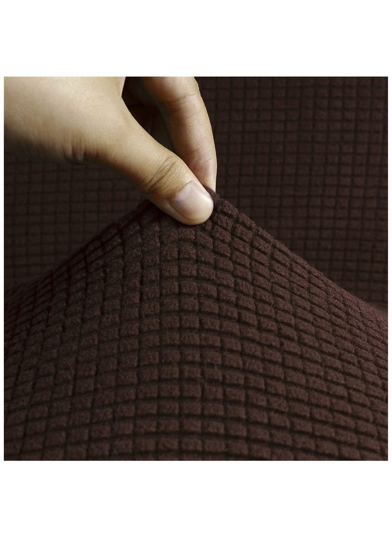 Fabienne - Stretch Fit 7 Seater Sofa Cover Set 3211 Combination Soft Brushed Fabric Couch Cover Exquisitely Full Coverage Furniture Protector Slipcover Seven Seater Fits on Standard and Recliner Sofa Brown - Image 1
