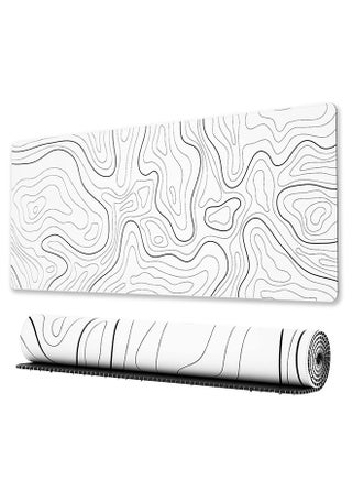 Large Gaming Mouse Pad with Stitched Edges, Minimalist Topographic Map Desk Mat, Extended XL Mousepad with Anti-Slip Base, Cool Desk Pad for Keyboard and Mouse, 31.5 x 11.8 in, White - pzsku/Z2B72D9508F64B9D1A533Z/45/_/1724152226/591e24e5-3b1c-4048-9157-b5c0dbd15299