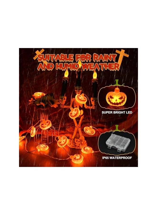 The Bros Waterproof Halloween Pumpkin Fairy Lights, 3M 20 LED Outdoor Jack O Lantern Lights with 6-Hour Timer, Battery Operated String Lights for Halloween and Autumn Fall Decorations  - Image 3