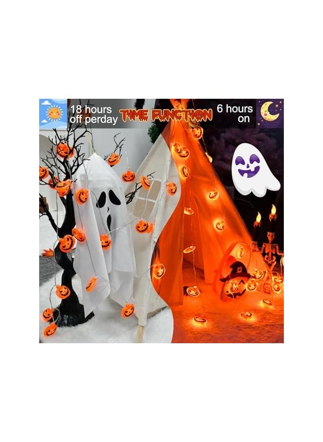 The Bros Waterproof Halloween Pumpkin Fairy Lights, 3M 20 LED Outdoor Jack O Lantern Lights with 6-Hour Timer, Battery Operated String Lights for Halloween and Autumn Fall Decorations  - Image 4