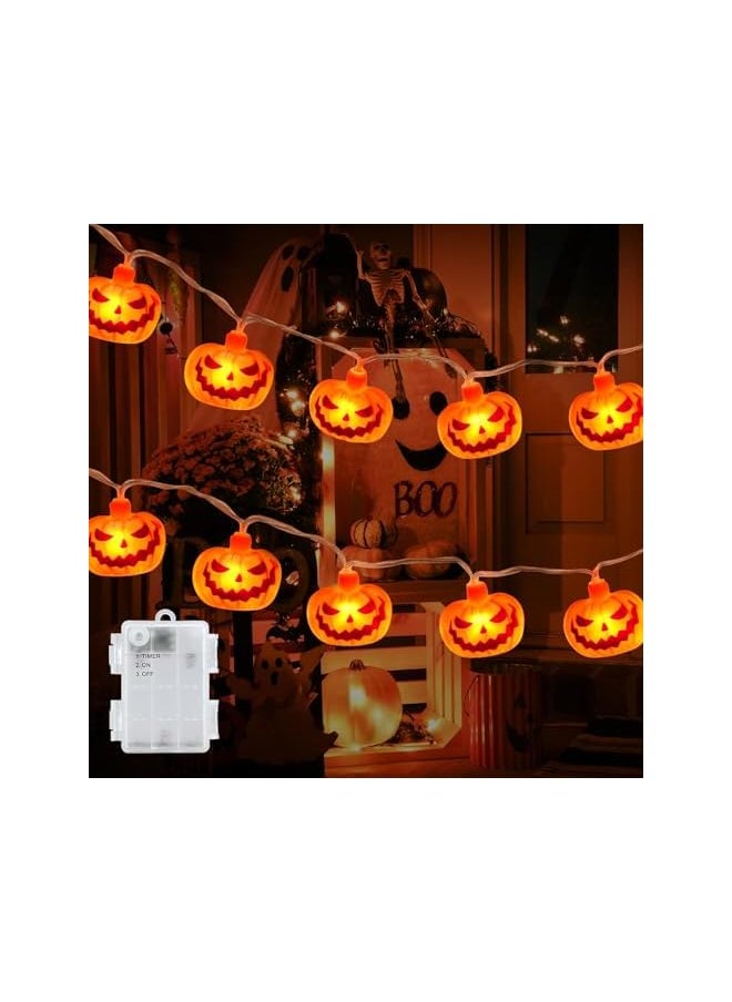 The Bros Waterproof Halloween Pumpkin Fairy Lights, 3M 20 LED Outdoor Jack O Lantern Lights with 6-Hour Timer, Battery Operated String Lights for Halloween and Autumn Fall Decorations  - Image 2