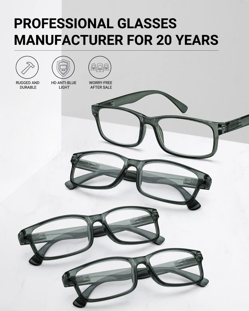 LUFF Unbreakable Reading Glasses for Women,4PCS Blue Light Blocking Reading Glasses Men,Comfortable Spring Hinge Readers,Computer Glasses Anti Eyestrain,Eyeglasses Stylish(1.5X) - Image 2