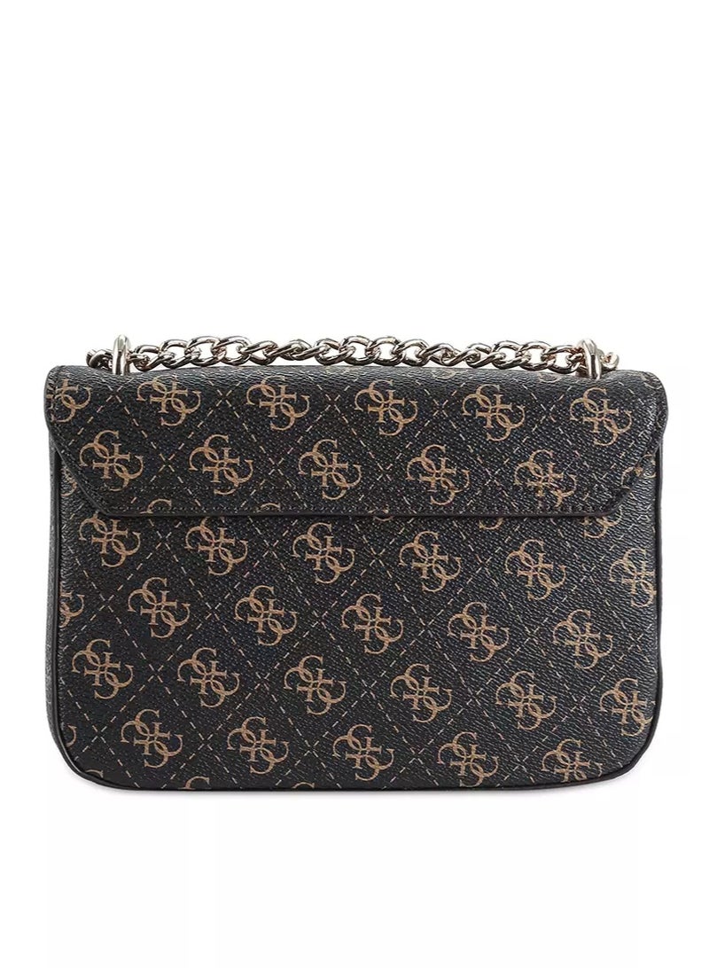 GUESS Zipper PU Women's Casual Classic Print Bag Brown - Image 4