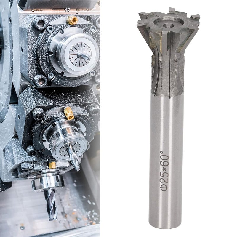25mm Diameter 6 Flutes Dovetail Milling Cutter, Cemented Carbide Material, Straight Shank for Lathe, Quick Chip Removal, High Efficiency, Suitable for Various Metals - Image 5