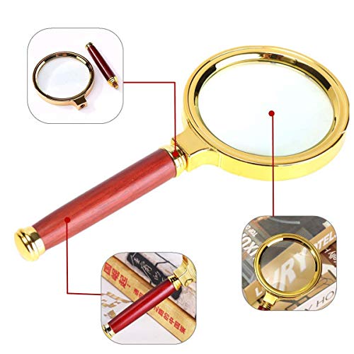 DYRROTH Double Glass 10X High Power Antique Handheld Magnifier Magnifying Glass for Reading, Soldering, jewelries, maps, Great for Gifting (10x Round Simple Magnifier) - Image 5