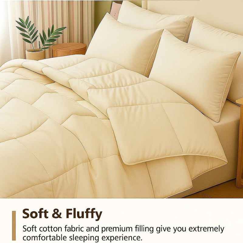 Bright Décor King Size Ivory Comforter Blanket | 300 GSM Quilt Blanket Rajai for Winter | Warm Down Alternative Duvet Insert with Corner Ties | Soft, Lightweight & Machine Washable Bedding Comforter - Image 3