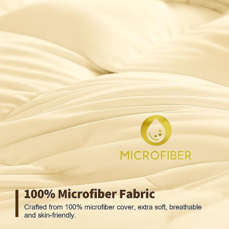 Bright Décor King Size Ivory Comforter Blanket | 300 GSM Quilt Blanket Rajai for Winter | Warm Down Alternative Duvet Insert with Corner Ties | Soft, Lightweight & Machine Washable Bedding Comforter - Image 5
