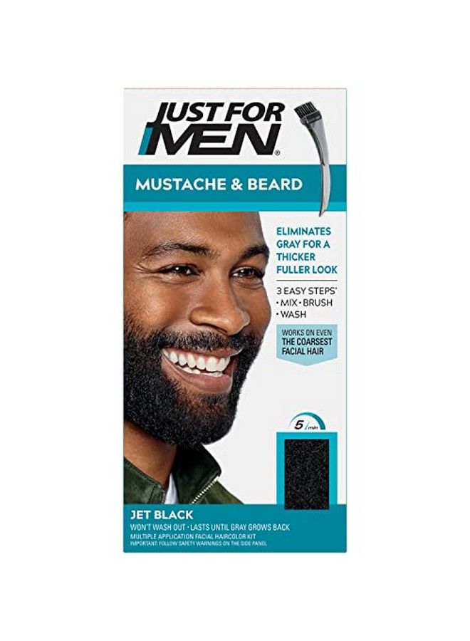 Just For Men Mustache & Beard Beard Dye For Men With Brush Included For Easy Application With Biotin Aloe And Coconut Oil For Healthy Facial Hair  Jet Black M60 Pack Of 1 - Image 1