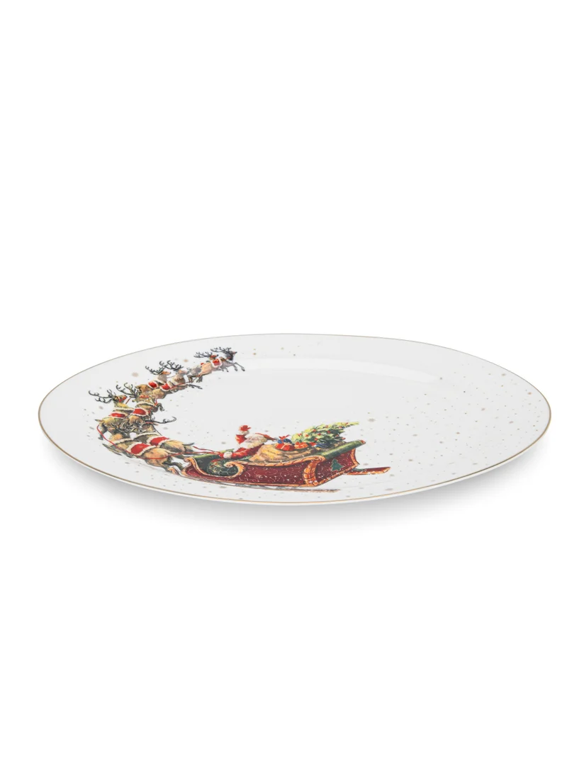 فيسمان Oval Plate Christmas, 35cm, New Bone China Christmas Holiday Season Collection Dinnerware