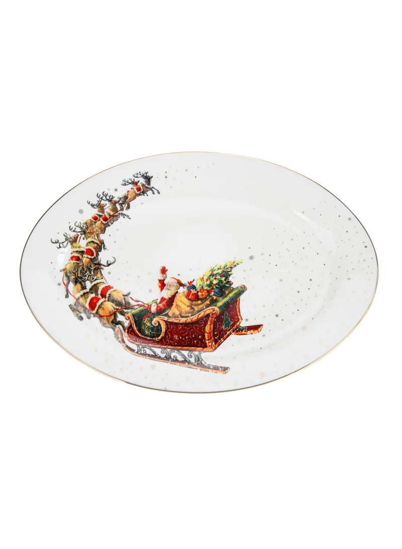 فيسمان Oval Plate Christmas, 35cm, New Bone China Christmas Holiday Season Collection Dinnerware