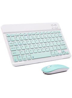 Ultra-Slim Bluetooth Keyboard and Mouse Combo Rechargeable Portable Wireless Keyboard Mouse Set for Apple iPad iPhone iOS 13 and Above Samsung Tablet Phone Smartphone Android Windows-Green