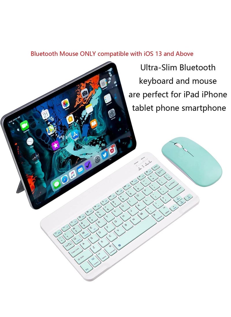 ELTRAZONE - Ultra-Slim Bluetooth Keyboard and Mouse Combo Rechargeable Portable Wireless Keyboard Mouse Set for Apple iPad iPhone iOS 13 and Above Samsung Tablet Phone Smartphone Android Windows-Green - Image 1