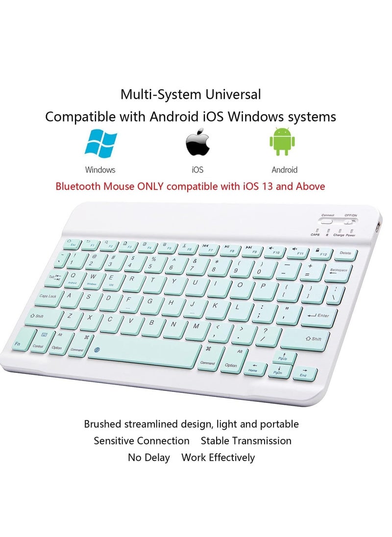 ELTRAZONE - Ultra-Slim Bluetooth Keyboard and Mouse Combo Rechargeable Portable Wireless Keyboard Mouse Set for Apple iPad iPhone iOS 13 and Above Samsung Tablet Phone Smartphone Android Windows-Green - Image 1